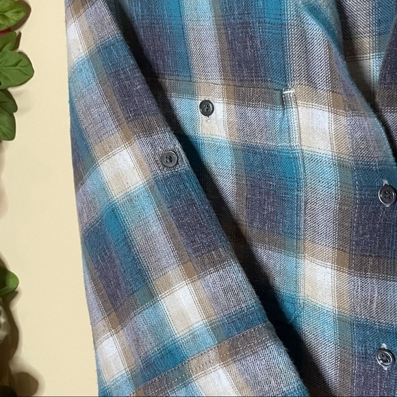 James Perse Blue Plaid Button Down Top Size M - Picture 2 of 7
